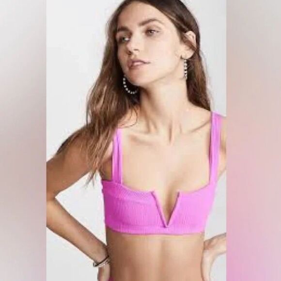 L*Space Pointelle Rib Lee Lee Bikini Top Bright Fuchsia Size Medium - Picture 11 of 11